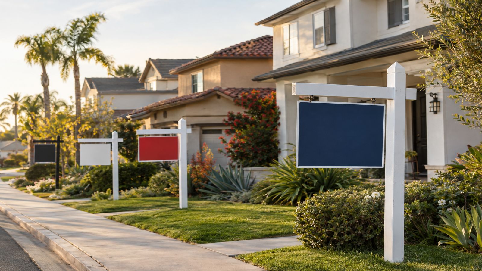 Competing for-sale signs on one street