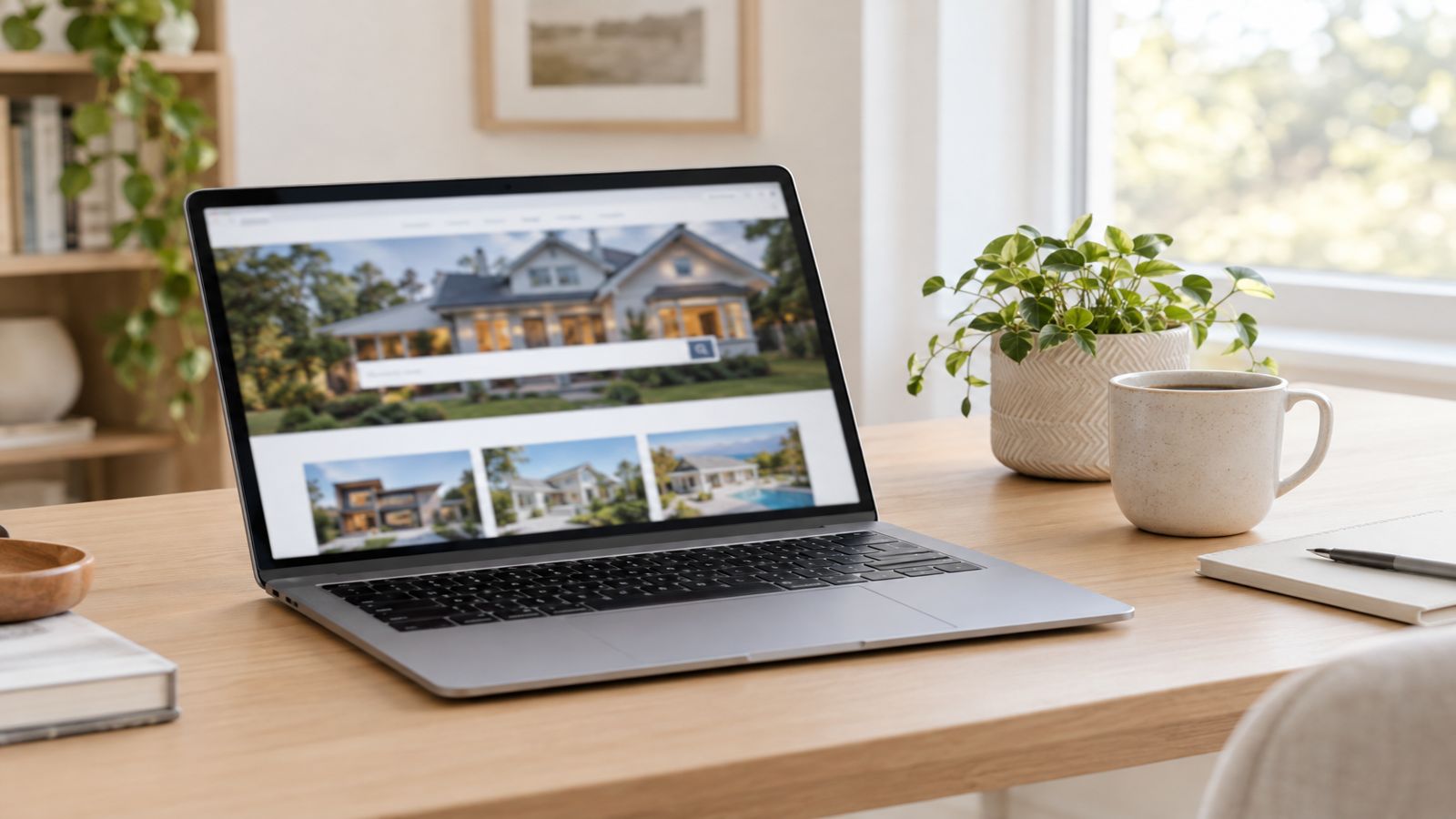 A real estate website open on a laptop