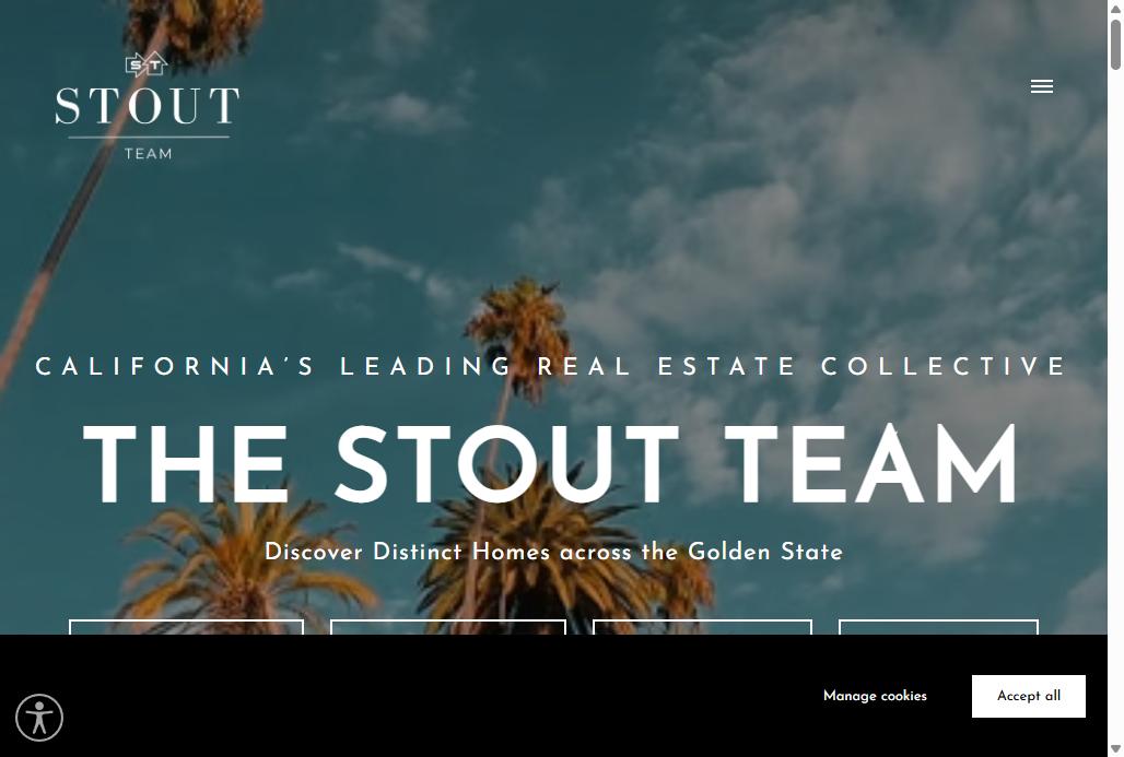 The top of the teamstout.com homepage