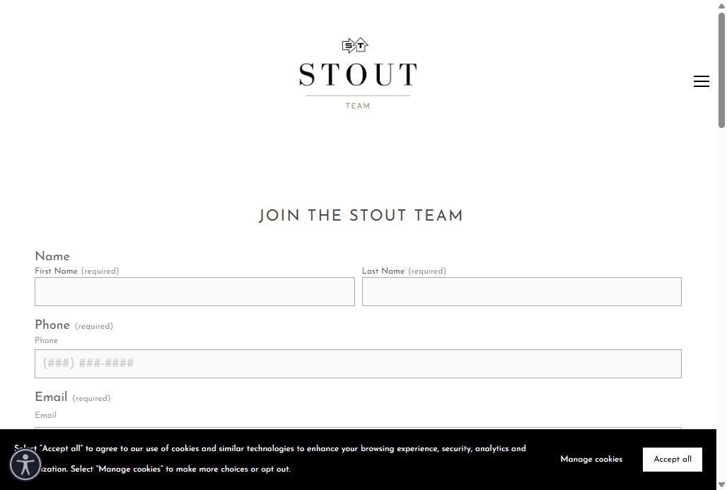 The top of the teamstout.com Join page